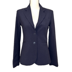 BITTEN by SJP Navy Pinstripe Two-Button Tailored Blazer Size S
